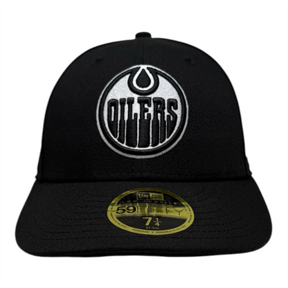 Edmonton Oilers Black White Primary Logo New Era Low Profile 59Fifty Cap