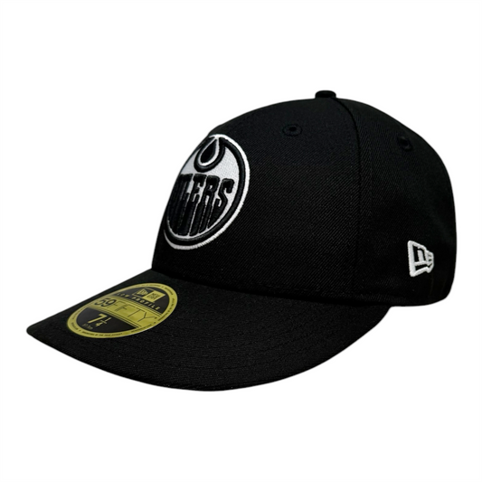 Edmonton Oilers Black White Primary Logo New Era Low Profile 59Fifty Cap