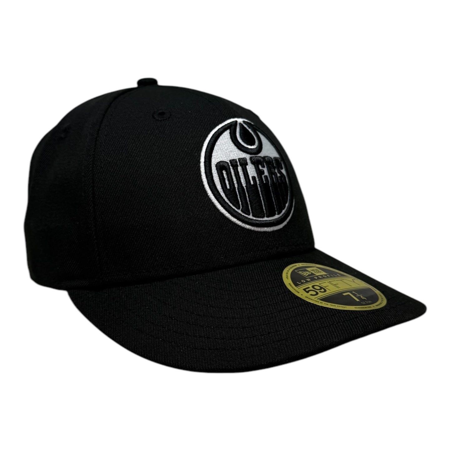 Edmonton Oilers Black White Primary Logo New Era Low Profile 59Fifty Cap