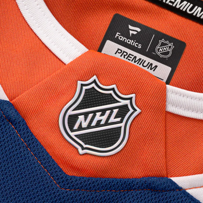 Evan Bouchard Edmonton Oilers Fanatics Premium Home Jersey with On Ice Cresting