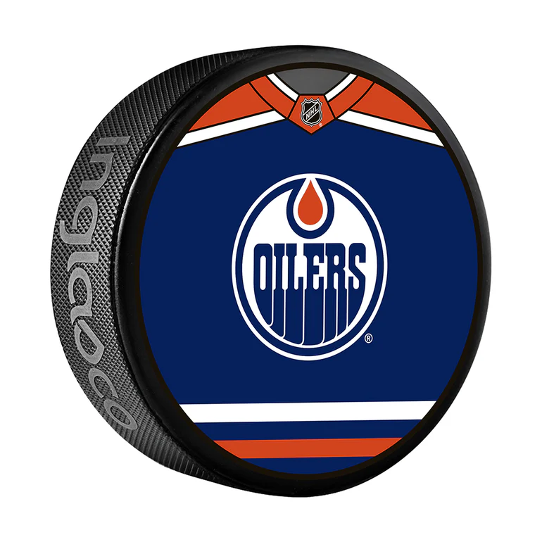 Edmonton Oilers Jersey Design Hockey Puck – Pro Am Sports