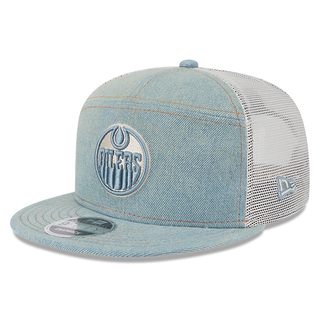 Edmonton Oilers New Era Denim 9FIFTY Split Panel Trucker