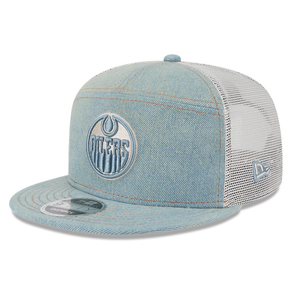 Edmonton Oilers New Era Denim 9FIFTY Split Panel Trucker