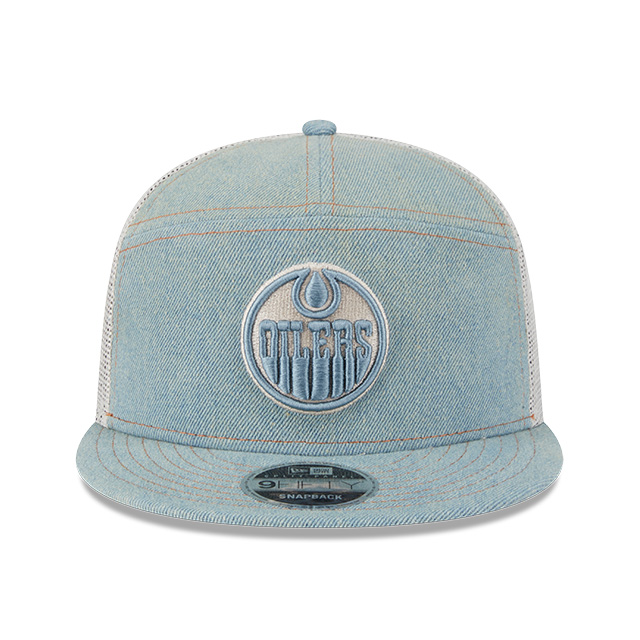 Edmonton Oilers New Era Denim 9FIFTY Split Panel Trucker