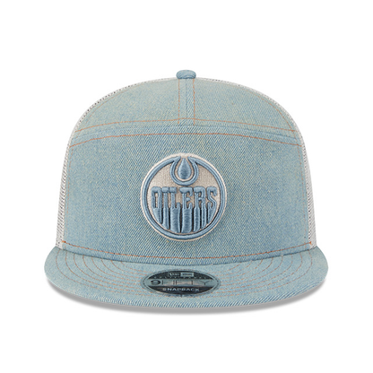 Edmonton Oilers New Era Denim 9FIFTY Split Panel Trucker