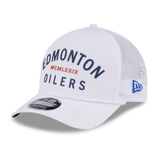 Edmonton Oilers New Era Minimalist White 9FORTY M-Crown A-Frame Rope Snapback Hat
