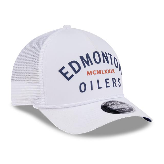 Edmonton Oilers New Era Minimalist White 9FORTY M-Crown A-Frame Rope Snapback Hat