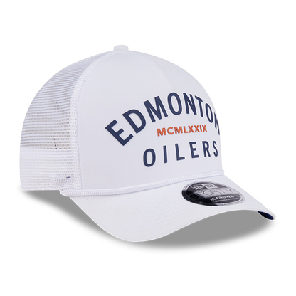 Edmonton Oilers New Era Minimalist White 9FORTY M-Crown A-Frame Rope Snapback Hat