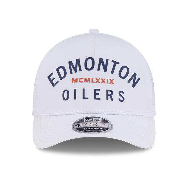Edmonton Oilers New Era Minimalist White 9FORTY M-Crown A-Frame Rope Snapback Hat