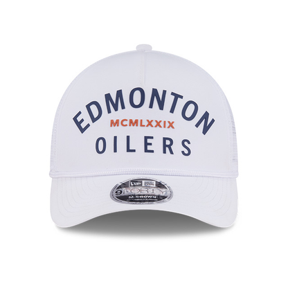 Edmonton Oilers New Era Minimalist White 9FORTY M-Crown A-Frame Rope Snapback Hat