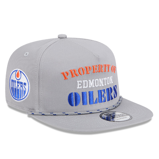 Edmonton Oilers New Era Vintage Grey Rope Golfer Snapback Hat