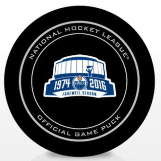 Andy Moog Edmonton Oilers Farewell Coliseum Autographed Game Puck