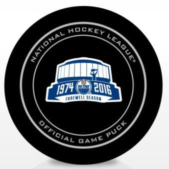 Grant Fuhr Edmonton Oilers 2015-16 Farewell Coliseum Autographed Game Puck