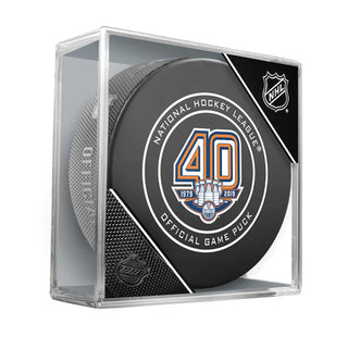 Andy Moog Edmonton Oilers 40th Anniversary Autographed Game Puck