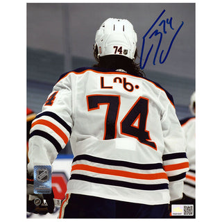Ethan Bear Signed Edmonton Oilers Road Action "Cree Syllabics" 8x10 Photo