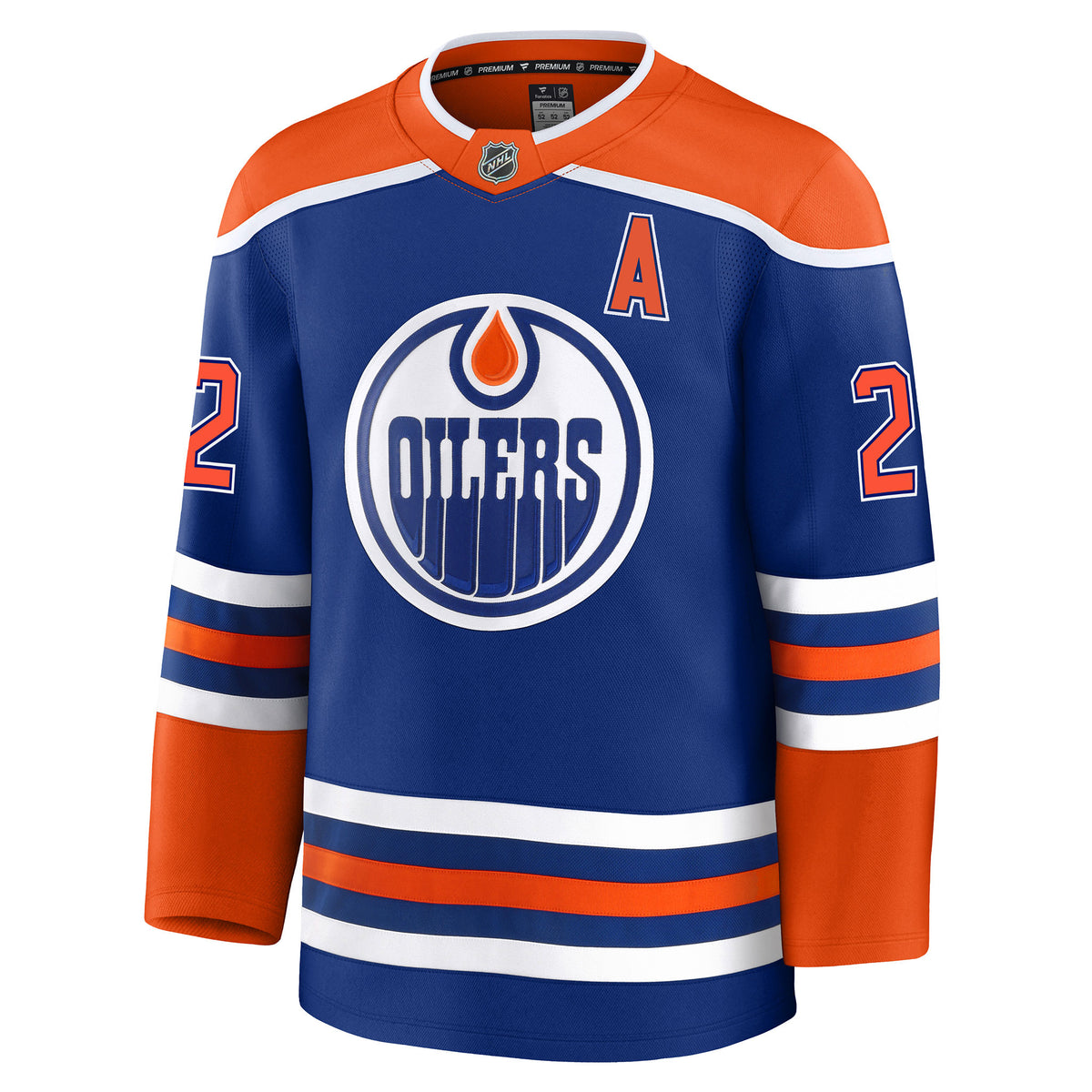 Evan Bouchard Edmonton Oilers Fanatics Premium Home Jersey with On Ice Cresting