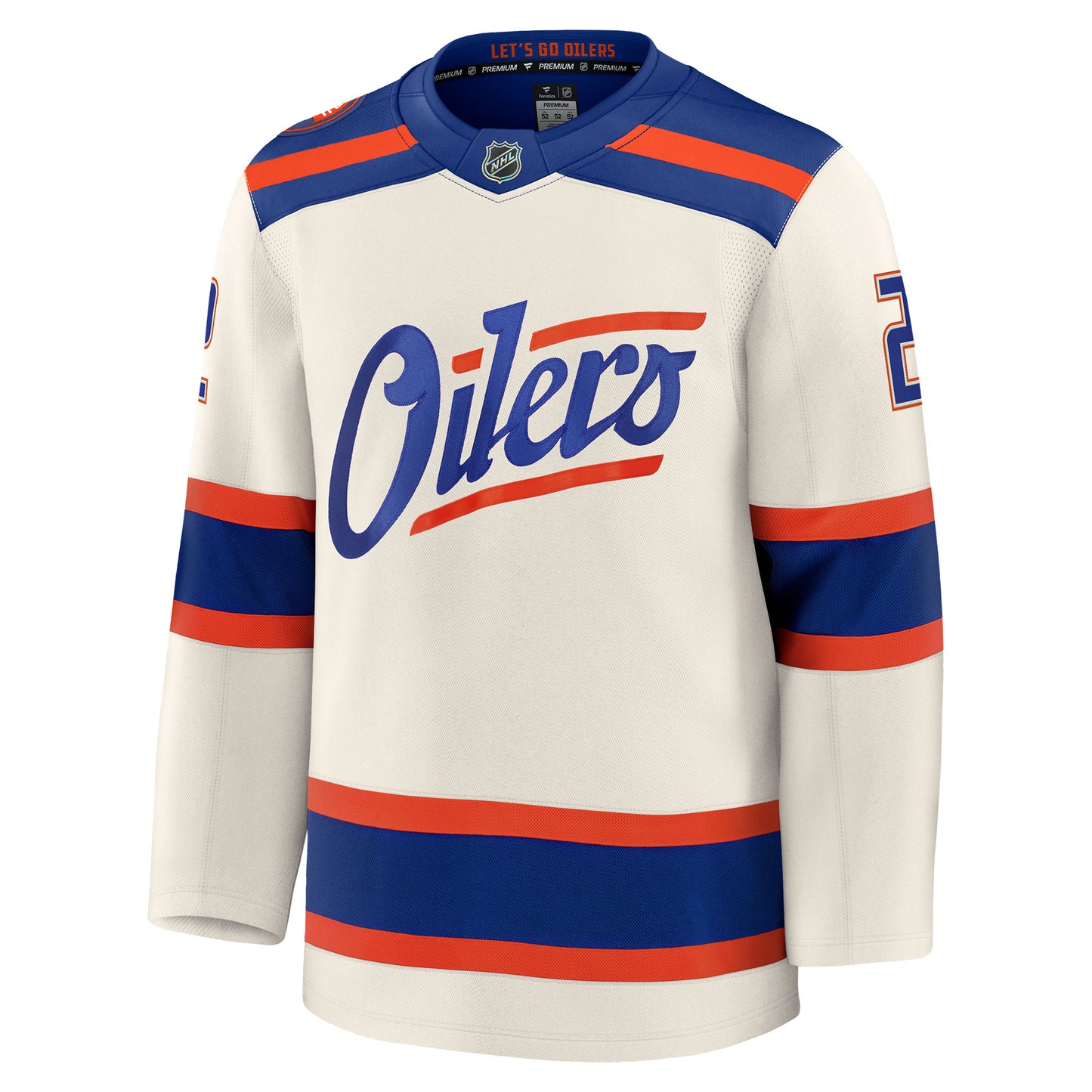 Evan Bouchard Edmonton Oilers Fanatics Premium Alternate Jersey ON ICE Cresting