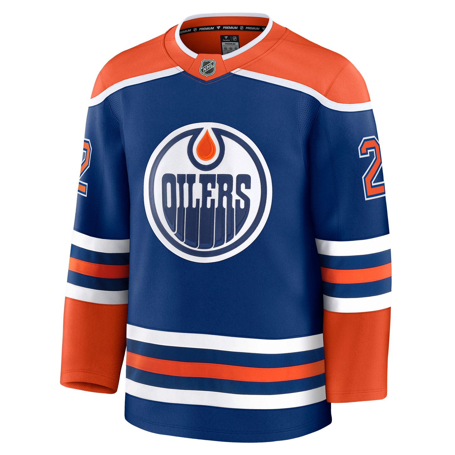Evan Bouchard Edmonton Oilers Fanatics Premium Home Jersey with On Ice Cresting