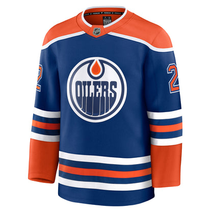 Evan Bouchard Edmonton Oilers Fanatics Premium Home Jersey with On Ice Cresting
