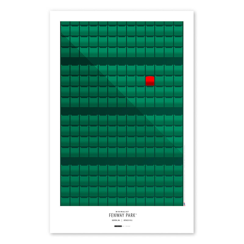 Fenway Park "Lone Red Seat" Minimalist Stadium 11x17 Poster Print