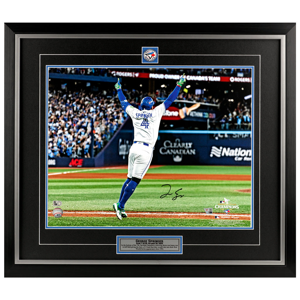 George Springer Signed Toronto Blue Jays - Game 7 ALCS Home Run Celebration - 16x20 Framed Photo