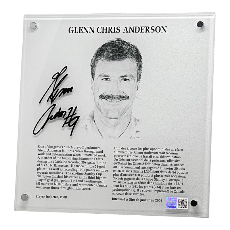 Glenn Anderson Signed Replica Hall of Fame Plaque