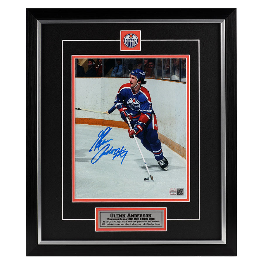 Glenn Anderson Signed Edmonton Oilers - Road Action High Boards  - 8x10 Photo