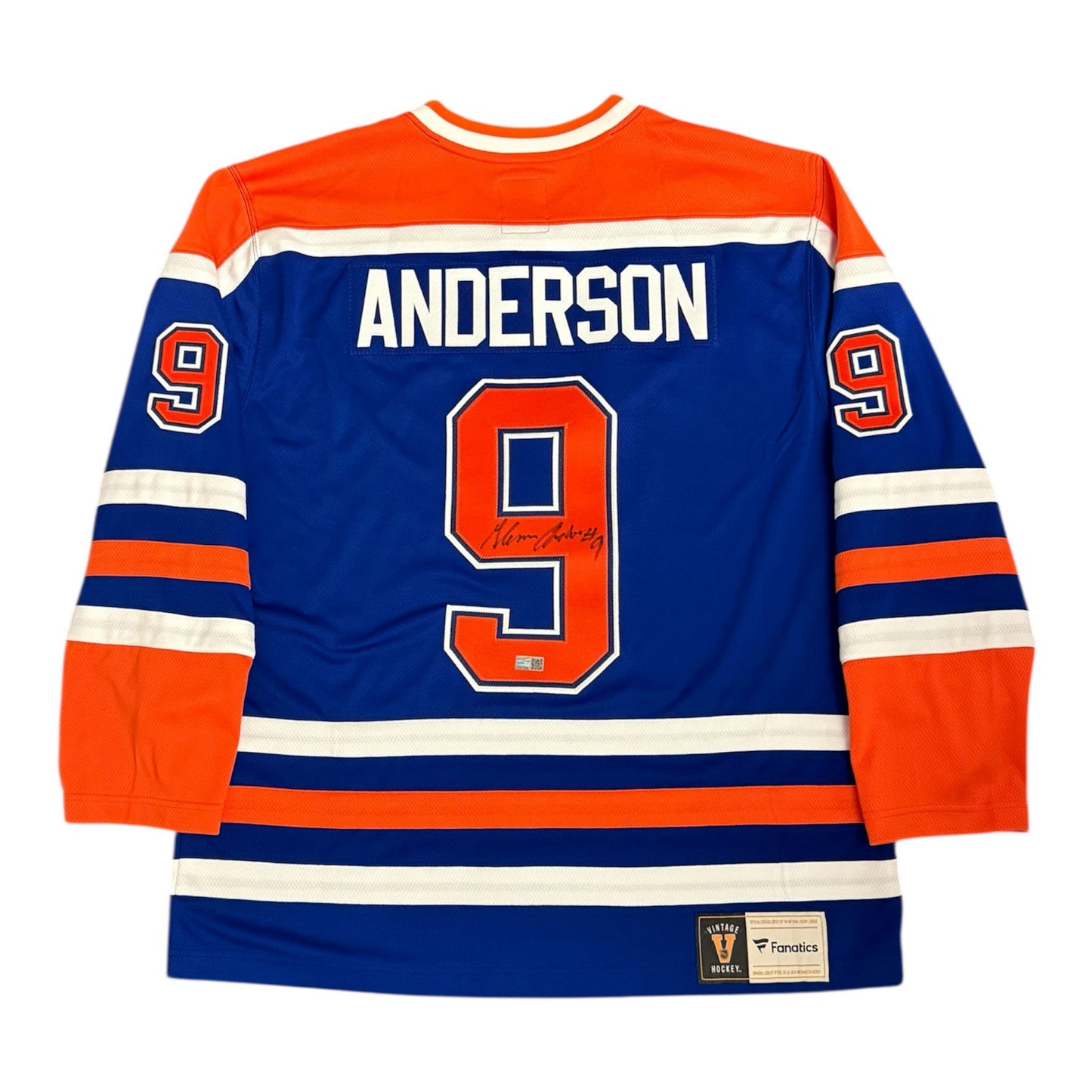 Glenn Anderson Signed Edmonton Oilers Vintage Royal Replica Jersey 1990 Stanley Cup Patch