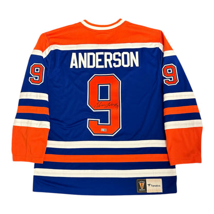 Glenn Anderson Signed Edmonton Oilers Vintage Royal Replica Jersey 1990 Stanley Cup Patch