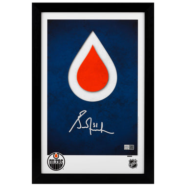 Grant Fuhr Signed Edmonton Oilers Minimalist Logo 11x17 Framed Print