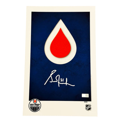 Grant Fuhr Signed Edmonton Oilers Minimalist Logo 11x17 Poster Print