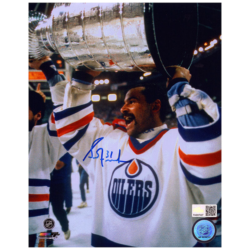 Grant Fuhr Signed Edmonton Oilers Stanley Cup Celebration 8x10 Photo