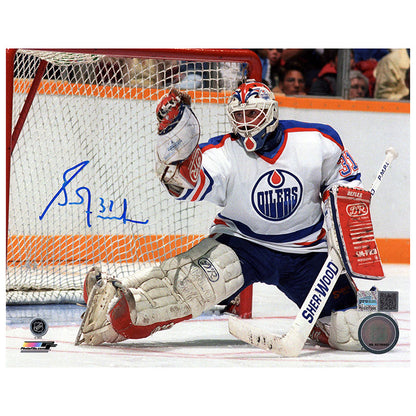 Grant Fuhr Signed Edmonton Oilers White Action Big Save 2 8x10 Photo