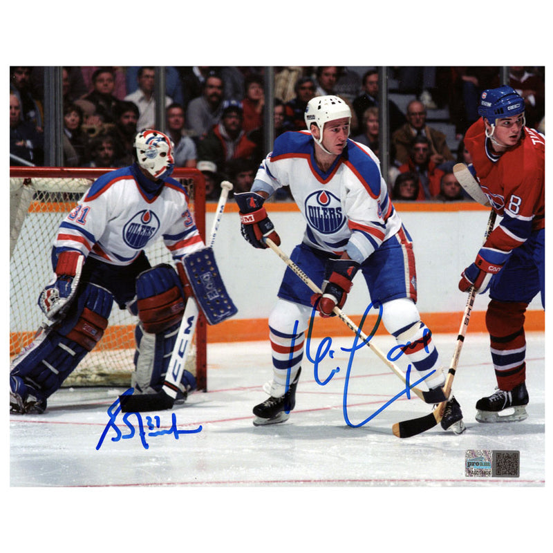 Grant Fuhr & Kevin Lowe Dual Signed Edmonton Oilers Department Of Defence 8x10 Photo
