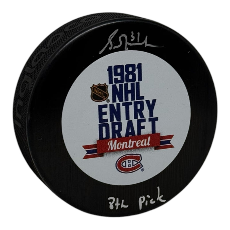 Grant Fuhr Signed 1981 NHL Draft Puck 8th Pick Inscription