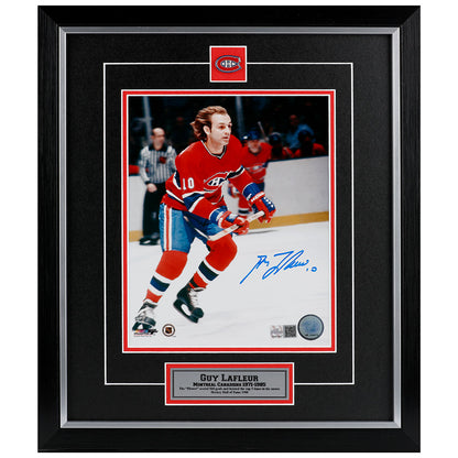 Guy Lafleur Montreal Canadiens 8x10  framed photo with signature and team logo