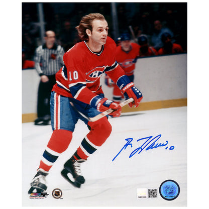 Guy Lafleur Signed Montreal Canadiens Charging Up Ice 8x10 Framed Photo