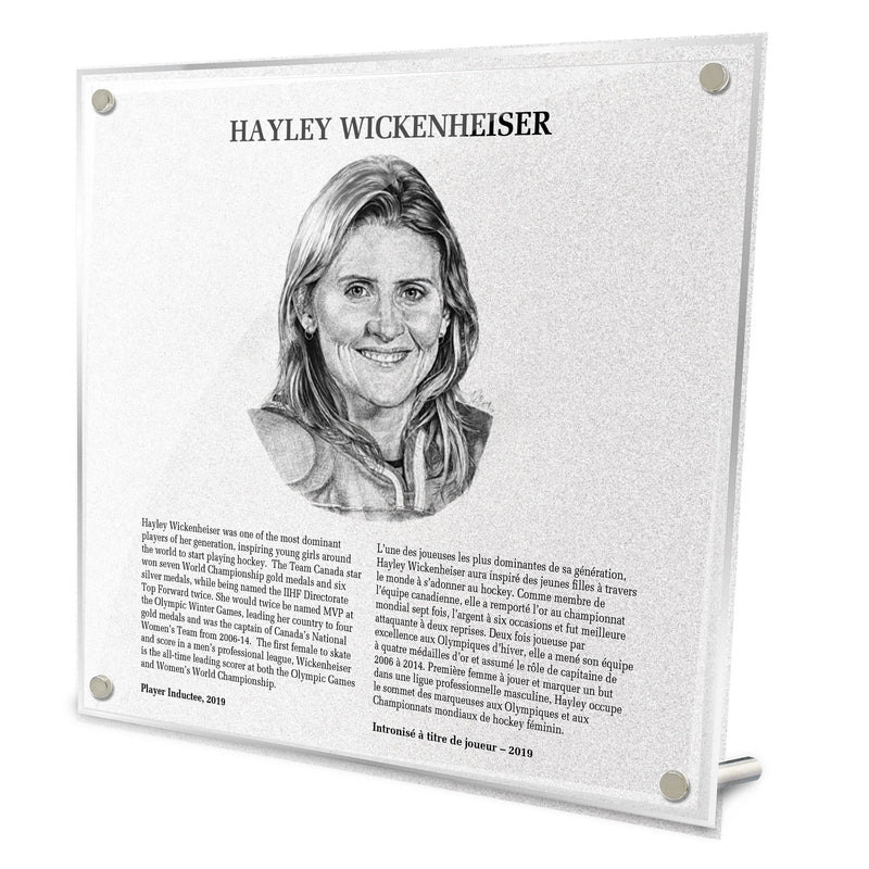 Hayley Wickenheiser Replica Hall of Fame Plaque