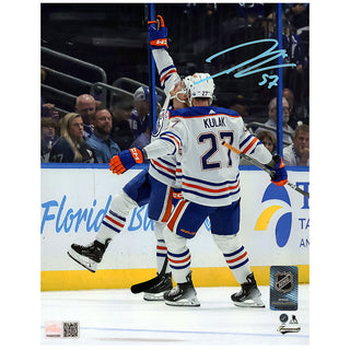 James Hamblin Signed Edmonton Oilers - 1st NHL Goal Celebration - 8x10 Photo