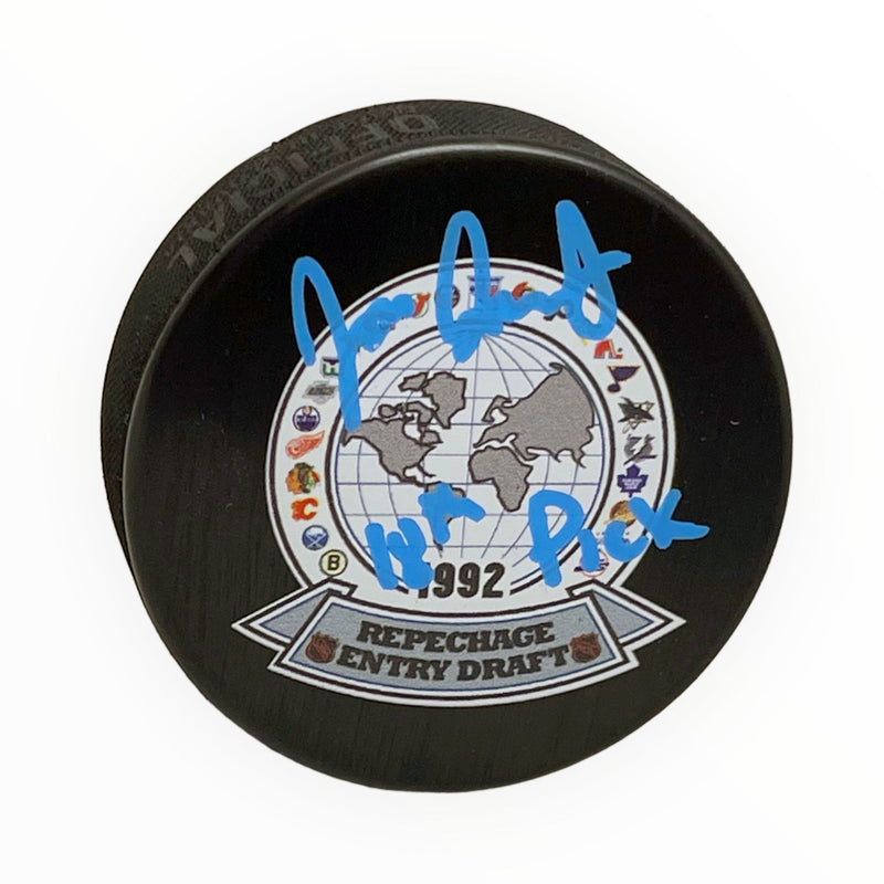 Jason Smith Signed 1992 NHL Draft Puck with Inscription