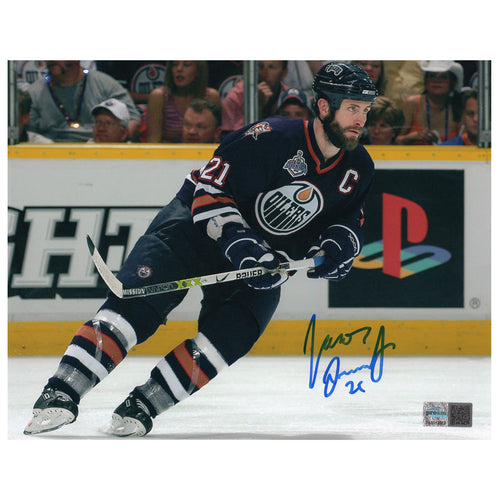 Jason Smith Edmonton Oilers Navy Action - 2006 Stanley Cup Finals - Autographed 8x10 Photo