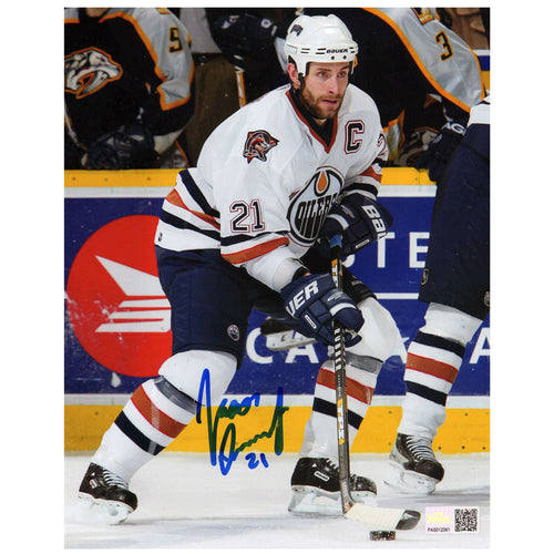 Jason Smith Edmonton Oilers White Action Autographed 8x10 Photo 