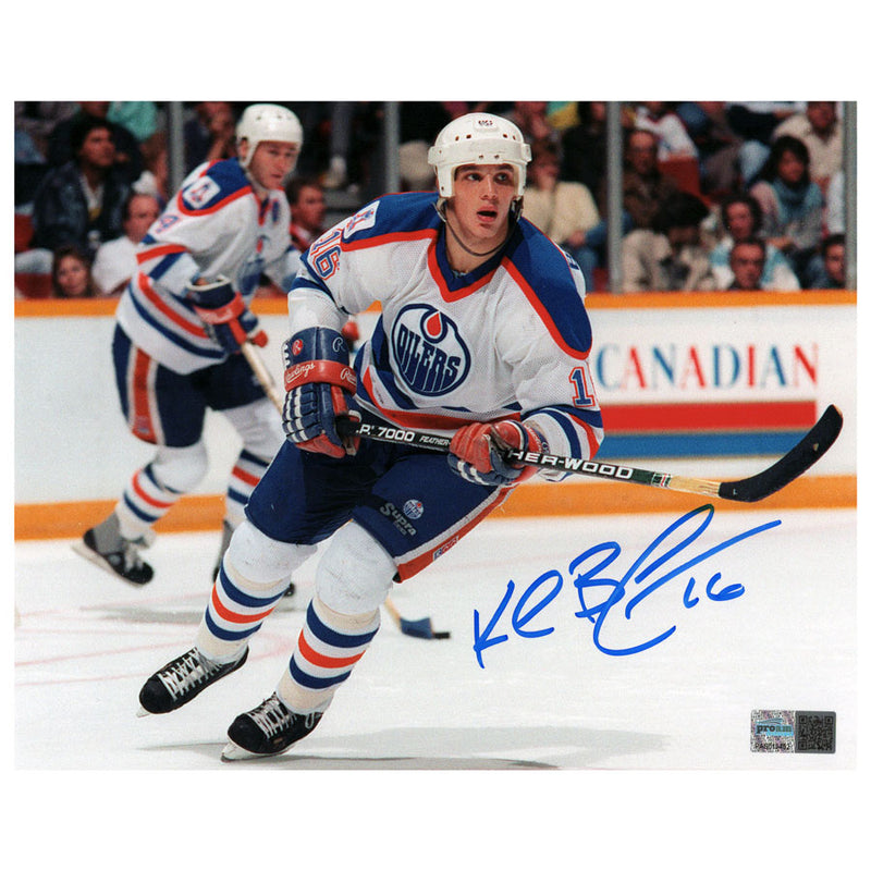 Kelly Buchberger Signed Edmonton Oilers 80's Action 8x10 Photo