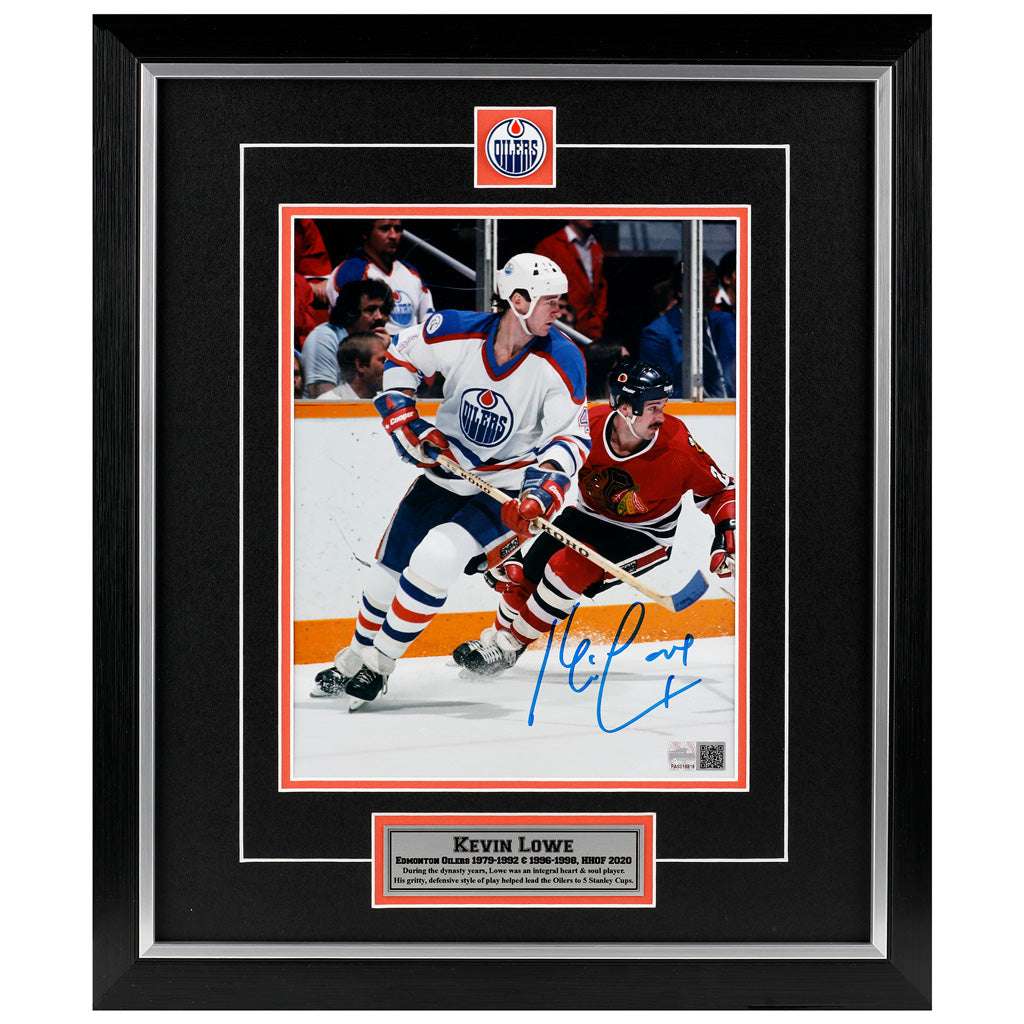 Kevin Lowe Edmonton Oilers Signed "Action vs Chicago" 8x10 Photo