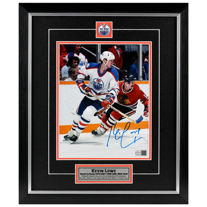 Kevin Lowe Edmonton Oilers Signed "Action vs Chicago" 8x10 Photo