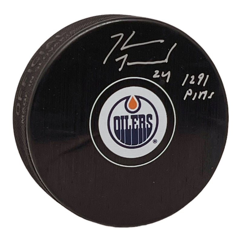 Kevin McClelland Signed Edmonton Oilers Puck Inscribed 1291 PIMS