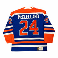 Kevin McClelland Signed Edmonton Oilers Vintage Royal Replica Jersey