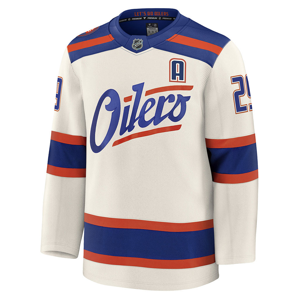 Leon Draisaitl Edmonton Oilers Fanatics Premium Alternate Jersey ON ICE Cresting