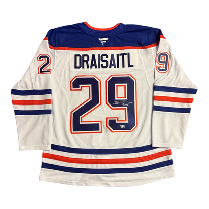 Leon Draisaitl Signed Edmonton Oilers Road White Fanatics Premium Jersey