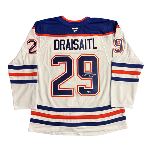 Leon Draisaitl Signed Edmonton Oilers Road White Fanatics Premium Jersey